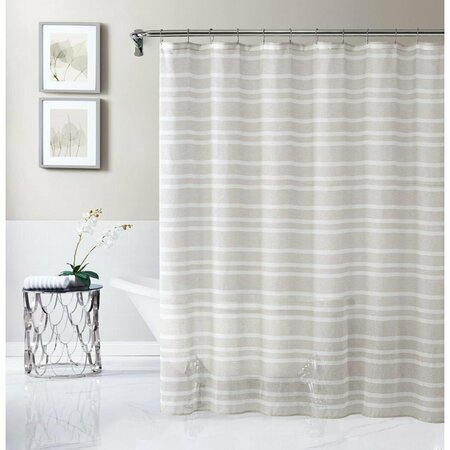 HOMEROOTS 72 x 70 x 1 in. Taupe & White Striped Shower Curtain 399767